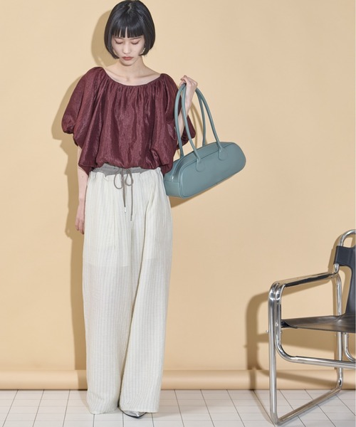 THE YOn(ザヨン)の「リネンストライプダブルウエストイージーパンツ(その他パンツ・レディース・グレイッシュベージュ/ナチュラル/ブラウン・FREE)」の14枚目の写真