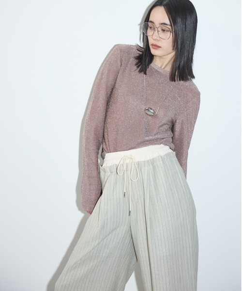 THE YOn(ザヨン)の「リネンストライプダブルウエストイージーパンツ(その他パンツ・レディース・グレイッシュベージュ/ナチュラル/ブラウン・FREE)」の20枚目の写真
