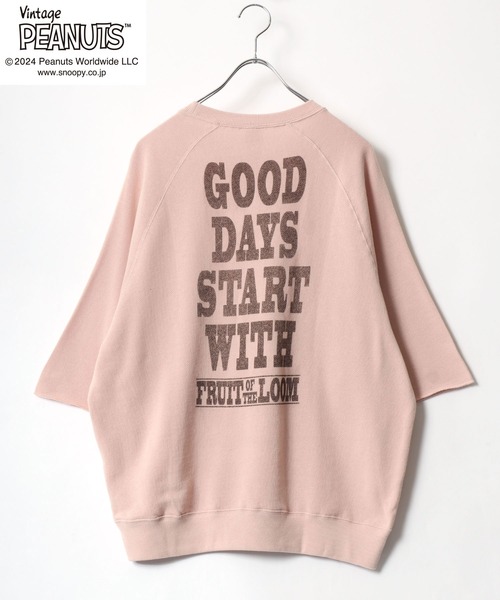 PEANUTS（ピーナッツ）の「「ユニセックス」FRUIT OF THE LOOM×PEANUTS コラボ スヌーピーヴィンテージキャラクタープリント半袖スウェットTシャツ メンズ レディース（スウェット・レディース・イエロー/ピンク/グリーン/アイボリー/サックスブルー・M/L/S）」の13枚目の写真