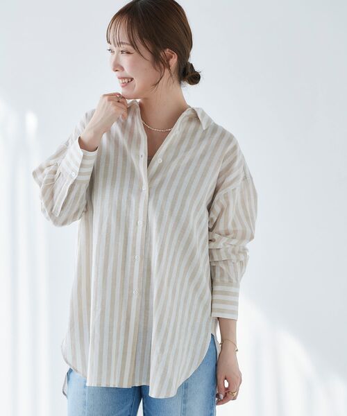 le.coeur blanc(ルクールブラン)の「コットン麻ルーズワイドシャツ(シャツ/ブラウス・レディース・ブルー系その他3/ベージュ系その他2・38)」の1枚目の写真