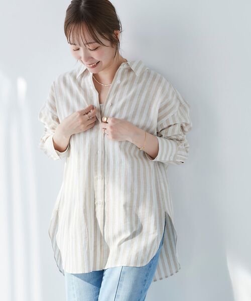 le.coeur blanc(ルクールブラン)の「コットン麻ルーズワイドシャツ(シャツ/ブラウス・レディース・ブルー系その他3/ベージュ系その他2・38)」の9枚目の写真