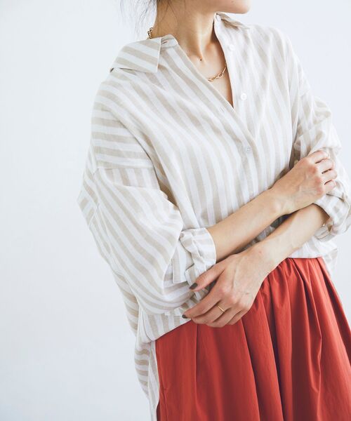 le.coeur blanc(ルクールブラン)の「コットン麻ルーズワイドシャツ(シャツ/ブラウス・レディース・ブルー系その他3/ベージュ系その他2・38)」の18枚目の写真