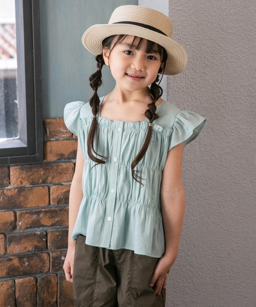 URBAN RESEARCH DOORS(アーバンリサーチドアーズ)の「シャーリングフリルキャミブラウス(KIDS)(シャツ/ブラウス・キッズ・ブラック/ミント・105/135/120)」の2枚目の写真