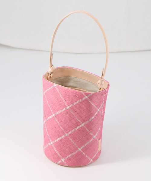 EleSac（エルサック）の「ＰＡＰＩＬＯラフィアバケツバッグ（ハンドバッグ・レディース・ブラック/ピンク・FREE）」の2枚目の写真