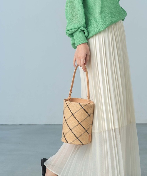 EleSac（エルサック）の「ＰＡＰＩＬＯラフィアバケツバッグ（ハンドバッグ・レディース・ブラック/ピンク・FREE）」の7枚目の写真