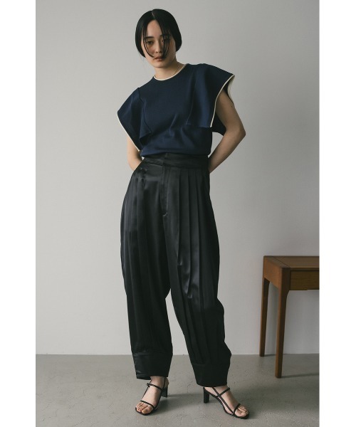 STYLEMIXER（スタイルミキサー）の「パイピングパネルスリーブニット（ニット/セーター・レディース・ネイビー/オレンジ/アイボリー・FREE）」の12枚目の写真