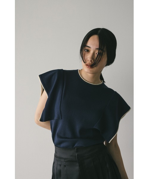 STYLEMIXER（スタイルミキサー）の「パイピングパネルスリーブニット（ニット/セーター・レディース・ネイビー/オレンジ/アイボリー・FREE）」の13枚目の写真