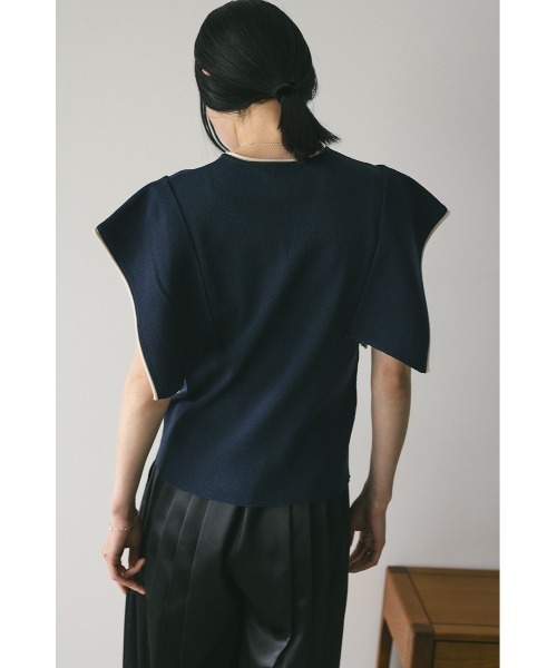 STYLEMIXER（スタイルミキサー）の「パイピングパネルスリーブニット（ニット/セーター・レディース・ネイビー/オレンジ/アイボリー・FREE）」の17枚目の写真