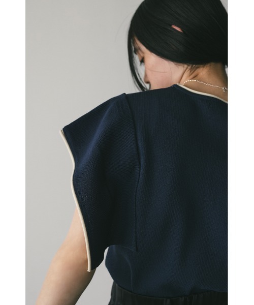 STYLEMIXER（スタイルミキサー）の「パイピングパネルスリーブニット（ニット/セーター・レディース・ネイビー/オレンジ/アイボリー・FREE）」の19枚目の写真