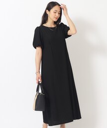 ◆バルーン袖が大人かわいい しぼしぼチェックロングワンピース