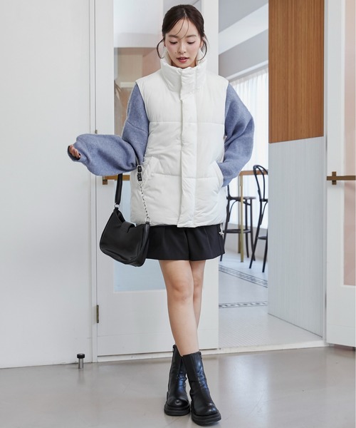 WEGO（ウィゴー）の「WEGO/パディングベスト（ダウンベスト・レディース・ホワイト/ブラック・FREE）」の11枚目の写真