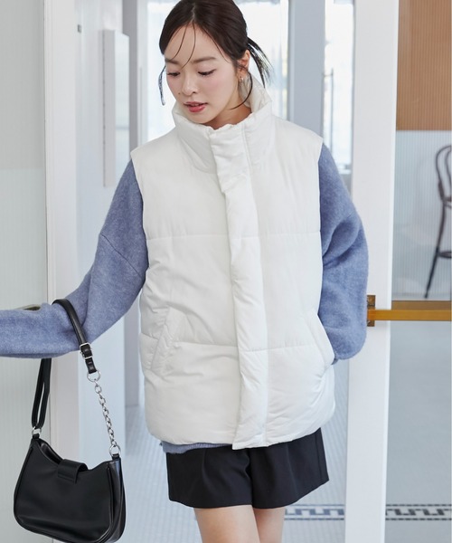 WEGO（ウィゴー）の「WEGO/パディングベスト（ダウンベスト・レディース・ホワイト/ブラック・FREE）」の21枚目の写真