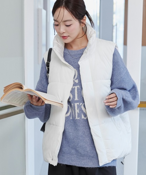 WEGO（ウィゴー）の「WEGO/パディングベスト（ダウンベスト・レディース・ホワイト/ブラック・FREE）」の20枚目の写真