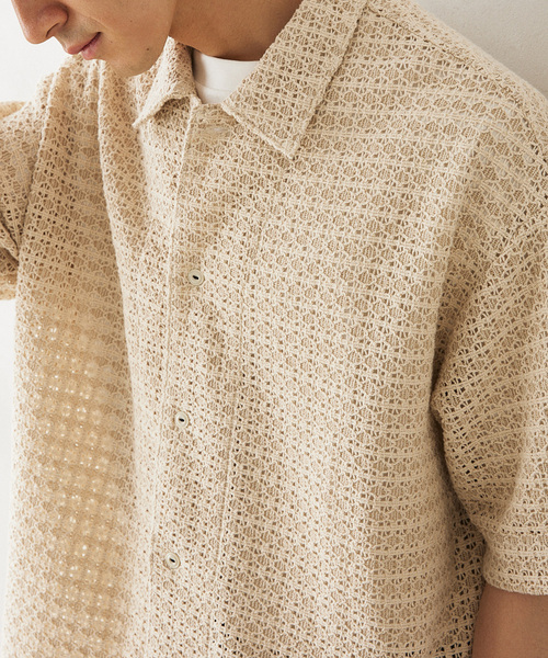 JOURNAL STANDARD relume(ジャーナルスタンダード レリューム)の「INDIA SHIRTINGS レースレギュラーシャツ(シャツ/ブラウス・メンズ・ベージュ系その他/ホワイト・LARGE/MEDIUM)」の2枚目の写真