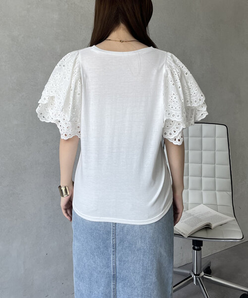 prose verse(プロズヴェール)の「袖スカラップレースTシャツ(Tシャツ/カットソー・レディース・ブラック/オフホワイト・MEDIUM/LARGE)」の19枚目の写真