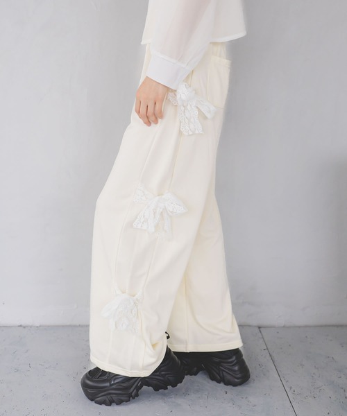 ハンドメイド　トレーナーとパンツ フラワーバンディングスウェットパンツ | ファッション通販