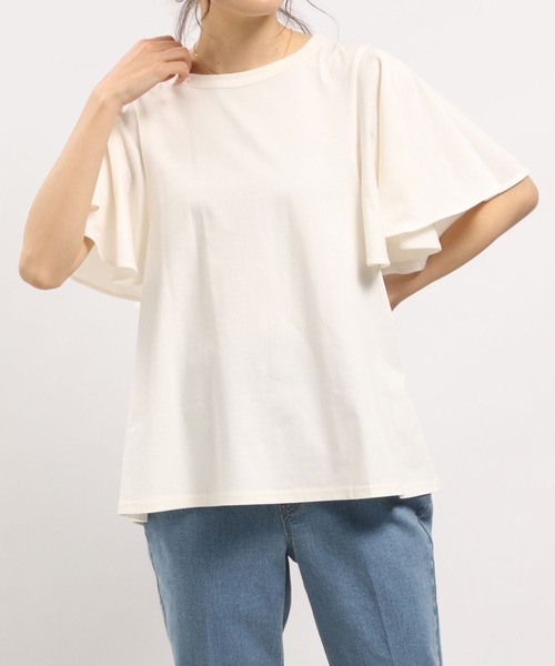 GLOBAL WORK Smile Seed Store（グローバルワーク スマイルシードストア）の「冷感袖フレアTシャツ/186246（Tシャツ/カットソー・レディース・ベージュ/チャコール/オフホワイト/ブラック・MEDIUM/LARGE/SMALL）」の2枚目の写真