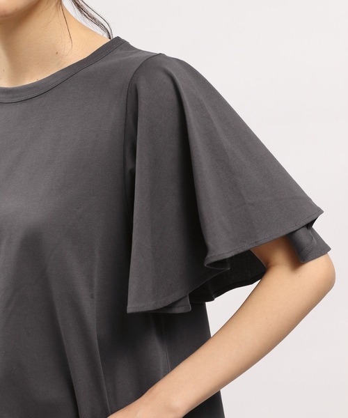 GLOBAL WORK Smile Seed Store（グローバルワーク スマイルシードストア）の「冷感袖フレアTシャツ/186246（Tシャツ/カットソー・レディース・ベージュ/チャコール/オフホワイト/ブラック・MEDIUM/LARGE/SMALL）」の10枚目の写真