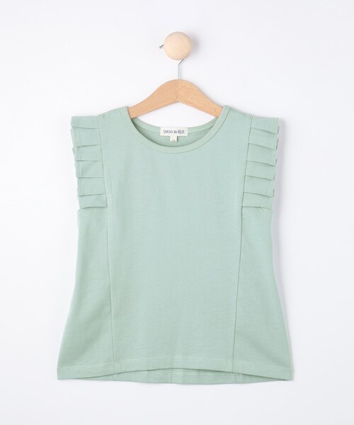 SHOO・LA・RUE(シューラルー)の「◆【110-140cm】袖タックデザイントップス(Tシャツ/カットソー・キッズ・オレンジ/ライトグリーン/ブラック/サックスブルー・11/12/13/14)」の2枚目の写真