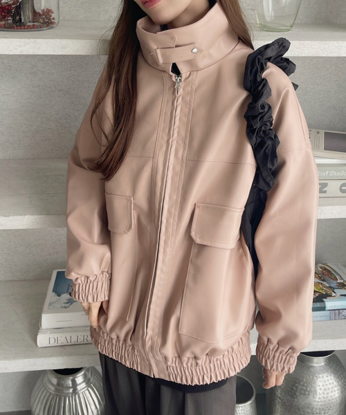 セール】オーバーサイズ フェイク レザー ブルゾン（ブルゾン