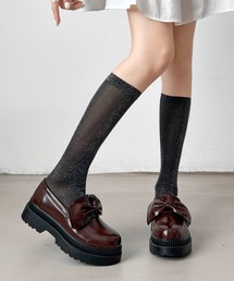 Shoes in Closet(シューズインクローゼット)の【新色追加】軽量厚底 2段ソール ビッグ リボン ローファー 2460(ローファー)