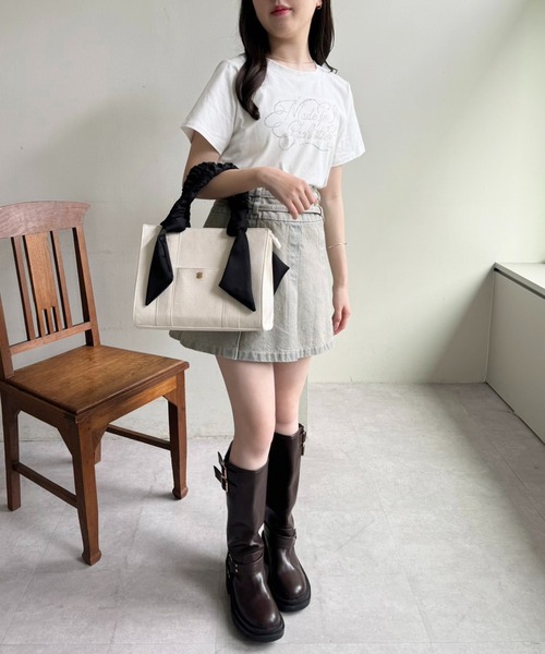 one after another NICE CLAUP（ワンアフターアナザーナイスクラップ）の「ギャザーハンドルミニトートバッグ（トートバッグ・レディース・アイボリー/ブラック/ホワイト系その他/ピンク/グレー系その他/ホワイト系その他2・FREE）」の8枚目の写真