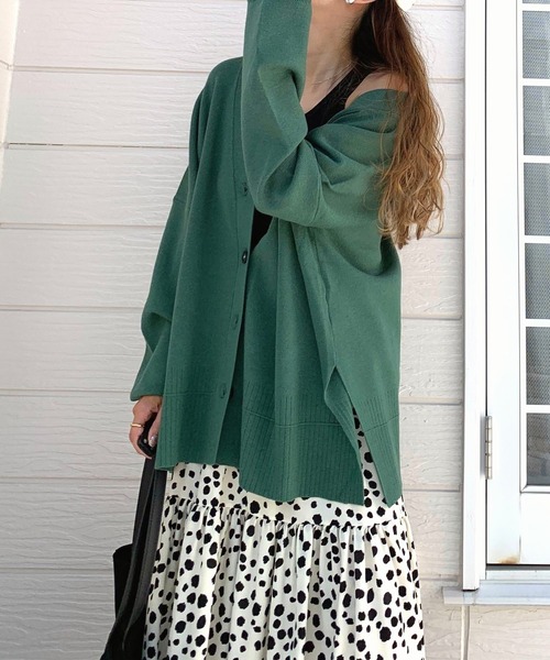 Q（キュー）の「Vネックオーバーカーデ（カーディガン/ボレロ・レディース・チャコールグレー/ブラック/ダークグリーン・MEDIUM）」の17枚目の写真