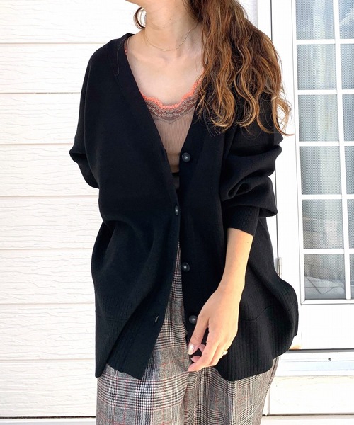 Q（キュー）の「Vネックオーバーカーデ（カーディガン/ボレロ・レディース・チャコールグレー/ブラック/ダークグリーン・MEDIUM）」の19枚目の写真