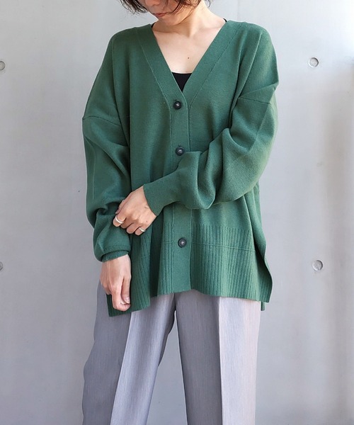 Q（キュー）の「Vネックオーバーカーデ（カーディガン/ボレロ・レディース・チャコールグレー/ブラック/ダークグリーン・MEDIUM）」の8枚目の写真