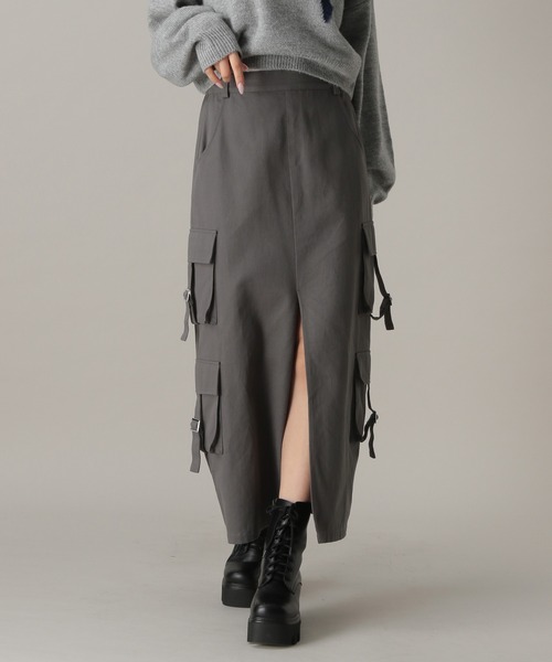FOREVER 21（フォーエバー トゥエンティーワン）の「【2024SS】カーゴポケットＩラインスカート（スカート・レディース・カーキ/グレー・MEDIUM/SMALL）」の2枚目の写真
