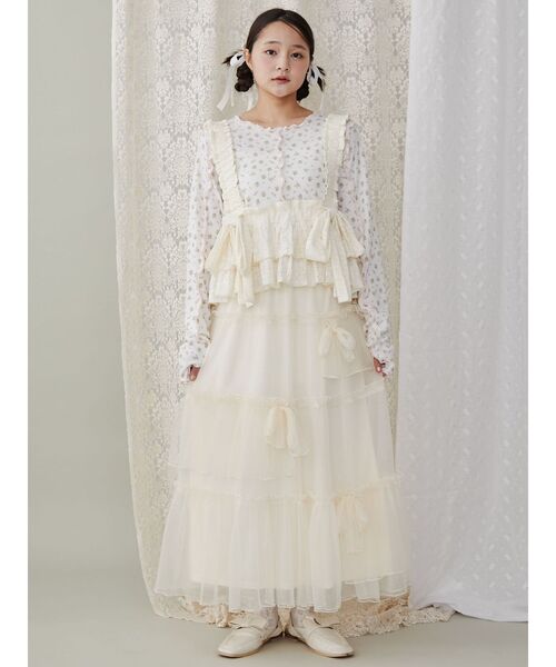 merry jenny（メリージェニー）の「ランダムリボンチュールスカート（スカート・レディース・ピンク/ブラック/アイボリー・FREE）」の7枚目の写真