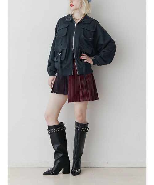 jouetie（ジュエティ）の「ポケットデザインZIPフーディー（パーカー・レディース・グレー/カーキ/ボルドー・MEDIUM）」の14枚目の写真