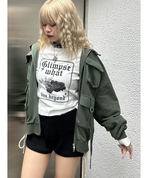 jouetie（ジュエティ）の「ポケットデザインZIPフーディー（パーカー・レディース・グレー/カーキ/ボルドー・MEDIUM）」の10枚目の写真