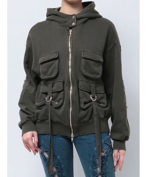 jouetie（ジュエティ）の「ポケットデザインZIPフーディー（パーカー・レディース・グレー/カーキ/ボルドー・MEDIUM）」の21枚目の写真