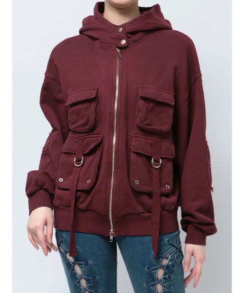 jouetie（ジュエティ）の「ポケットデザインZIPフーディー（パーカー・レディース・グレー/カーキ/ボルドー・MEDIUM）」の20枚目の写真