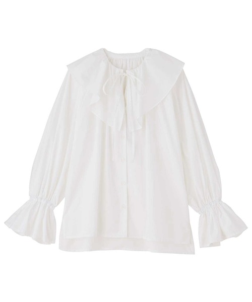 GeeRA(ジーラ)の「ビッグフリルカラーブラウス(シャツ/ブラウス・レディース・オフホワイト/ブラック・LARGE/MEDIUM)」の9枚目の写真