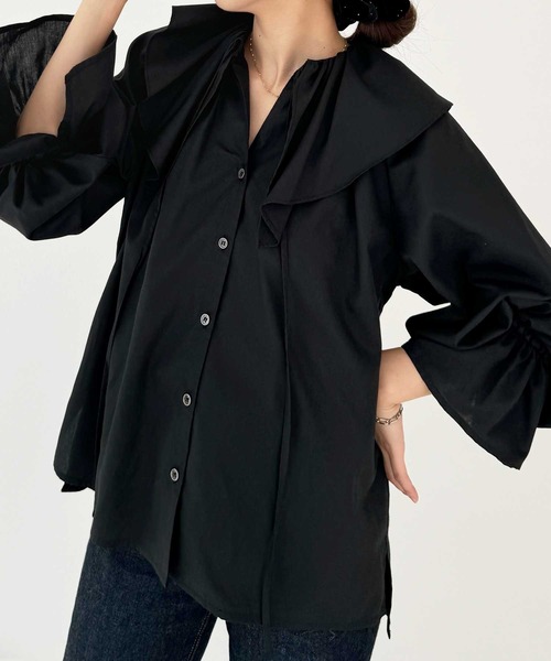GeeRA(ジーラ)の「ビッグフリルカラーブラウス(シャツ/ブラウス・レディース・オフホワイト/ブラック・LARGE/MEDIUM)」の18枚目の写真