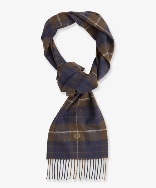 FRED PERRY（フレッドペリー）の「Lambswool Tartan Scarf／ラムウールタータンチェックマフラー（マフラー・メンズ・ネイビー/ブラック/レッド/グリーン/ブラウン/イエロー/オフホワイト/ブラウン系その他/グリーン系その他・ONE SIZE）」の20枚目の写真