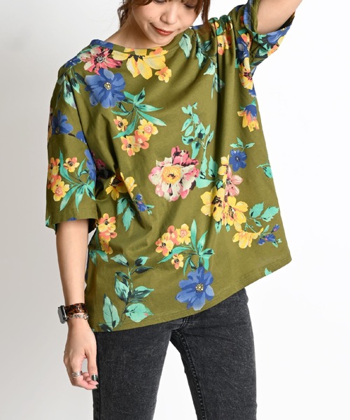 花柄 半袖総柄 五分袖 カットソー（Tシャツ/カットソー）｜ABBEY MARKET（アビーマーケット） 5,830円