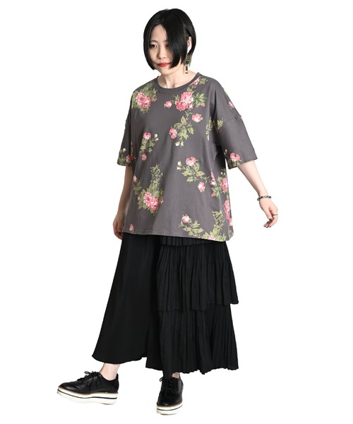 花柄 半袖総柄 五分袖 カットソー（Tシャツ/カットソー）｜MARAI