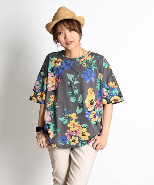 花柄 半袖総柄 五分袖 カットソー（Tシャツ/カットソー）｜MARAI