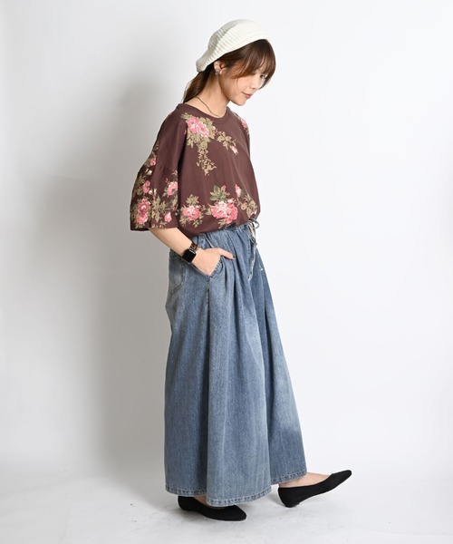 MARAI(マーライ)の「花柄 半袖総柄 五分袖 カットソー(Tシャツ/カットソー・レディース・ブラウン/グレー/グリーン・FREE)」の14枚目の写真