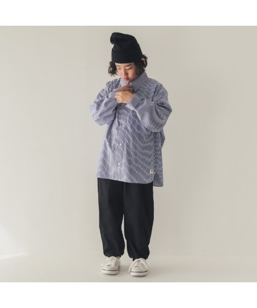 jeans-b（ジーンズベー）の「ジーンズベー ストライプワイドシャツ（シャツ/ブラウス・キッズ・ブラック/ブルー・160cm/130cm/140cm/150cm/120cm）」の8枚目の写真