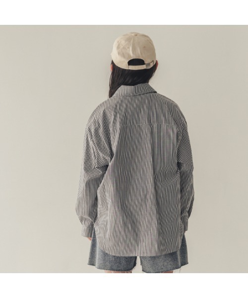 jeans-b（ジーンズベー）の「ジーンズベー ストライプワイドシャツ（シャツ/ブラウス・キッズ・ブラック/ブルー・160cm/130cm/140cm/150cm/120cm）」の10枚目の写真