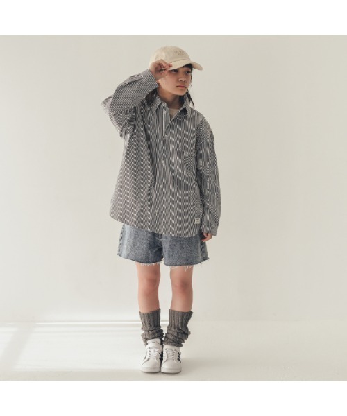 jeans-b（ジーンズベー）の「ジーンズベー ストライプワイドシャツ（シャツ/ブラウス・キッズ・ブラック/ブルー・160cm/130cm/140cm/150cm/120cm）」の11枚目の写真