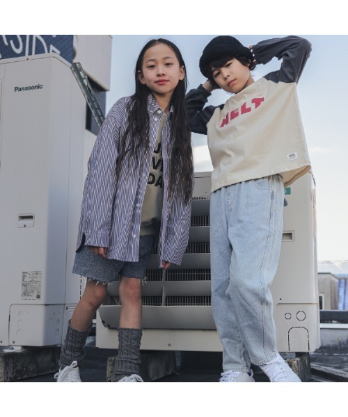 jeans-b（ジーンズベー）の「ジーンズベー ストライプワイドシャツ（シャツ/ブラウス・キッズ・ブラック/ブルー・160cm/130cm/140cm/150cm/120cm）」の14枚目の写真