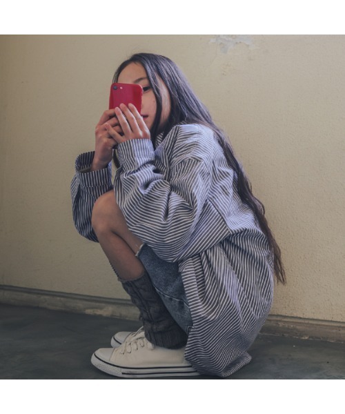 jeans-b（ジーンズベー）の「ジーンズベー ストライプワイドシャツ（シャツ/ブラウス・キッズ・ブラック/ブルー・160cm/130cm/140cm/150cm/120cm）」の3枚目の写真