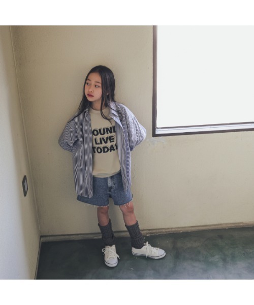 jeans-b（ジーンズベー）の「ジーンズベー ストライプワイドシャツ（シャツ/ブラウス・キッズ・ブラック/ブルー・160cm/130cm/140cm/150cm/120cm）」の4枚目の写真