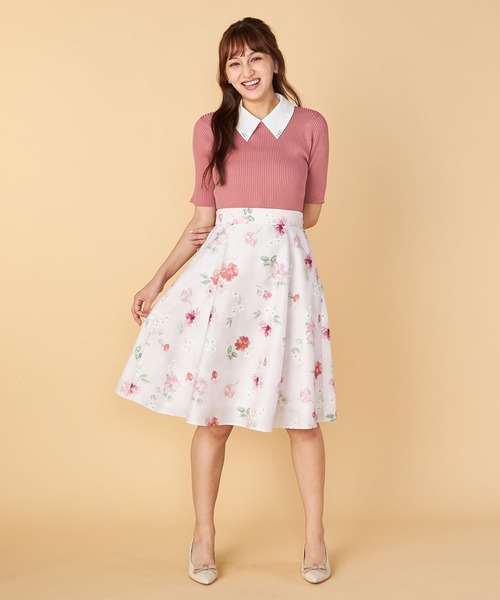 LAISSE PASSE（レッセパッセ）の「水彩フラワープリントスカート