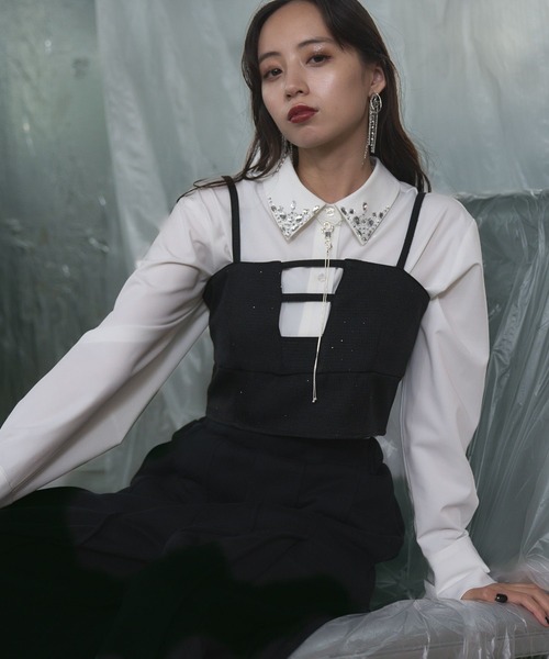 HARE(ハレ)の「イソザイデザインビスチェ(HARE)(ベスト・レディース・ブラック/グレー/ブラック系その他・FREE)」の5枚目の写真